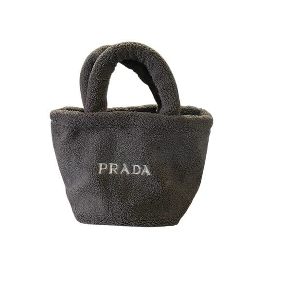 NEW in Bag Prada Gray Sherpa Teddy VIP Tote Bag 13” x 9” - Picture 7 of 7